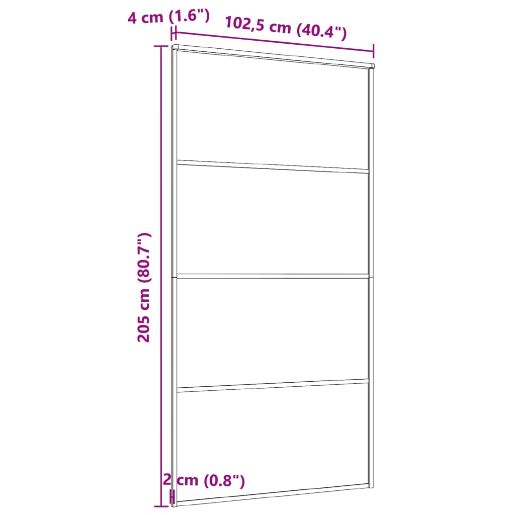 Fekete alumínium és esg üveg tolóajtó 102,5 x 205 cm