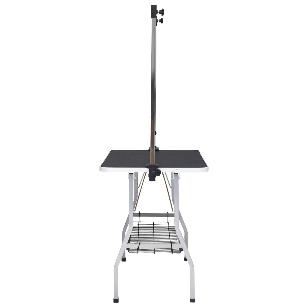 Állítható kutyakozmetikai asztal 2 hurokkal és kosárral