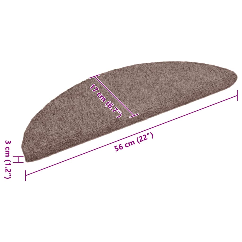 5 db öntapadós lépcsőszőnyeg 56 x 17 x 3 cm világosbarna félkör alakú