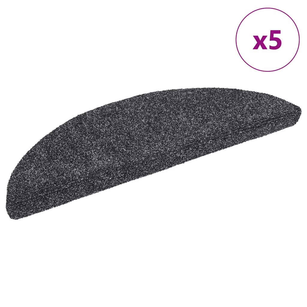 5 db öntapadós lépcsőszőnyeg 56 x 17 x 3 cm sötétszürke félkör alakú