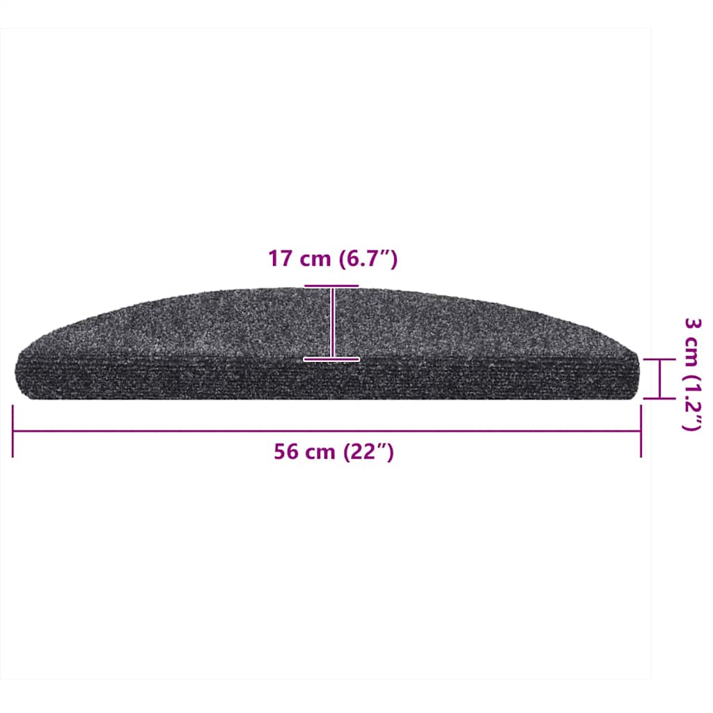 5 db öntapadós lépcsőszőnyeg 56 x 17 x 3 cm sötétszürke félkör alakú