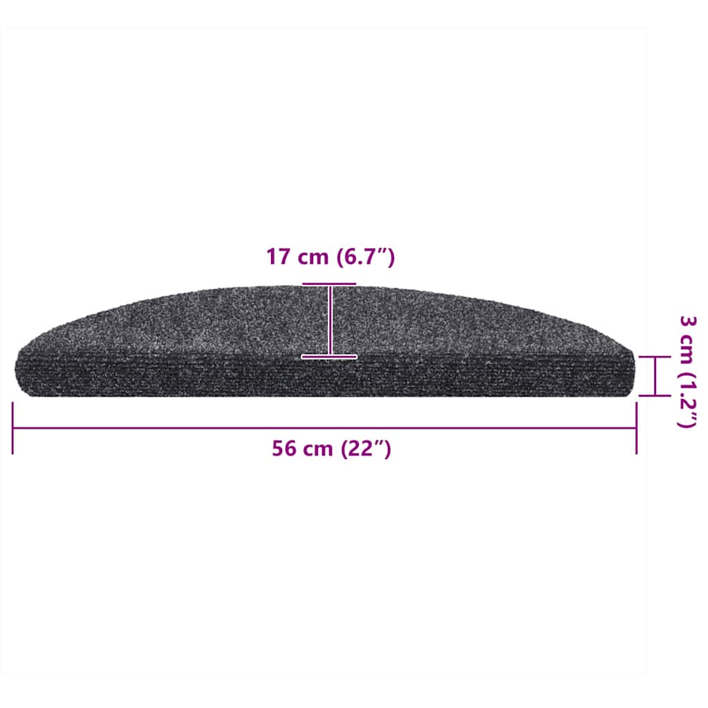 10 db öntapadós lépcsőszőnyeg 56 x 17 x 3 cm sötétszürke félkör alakú