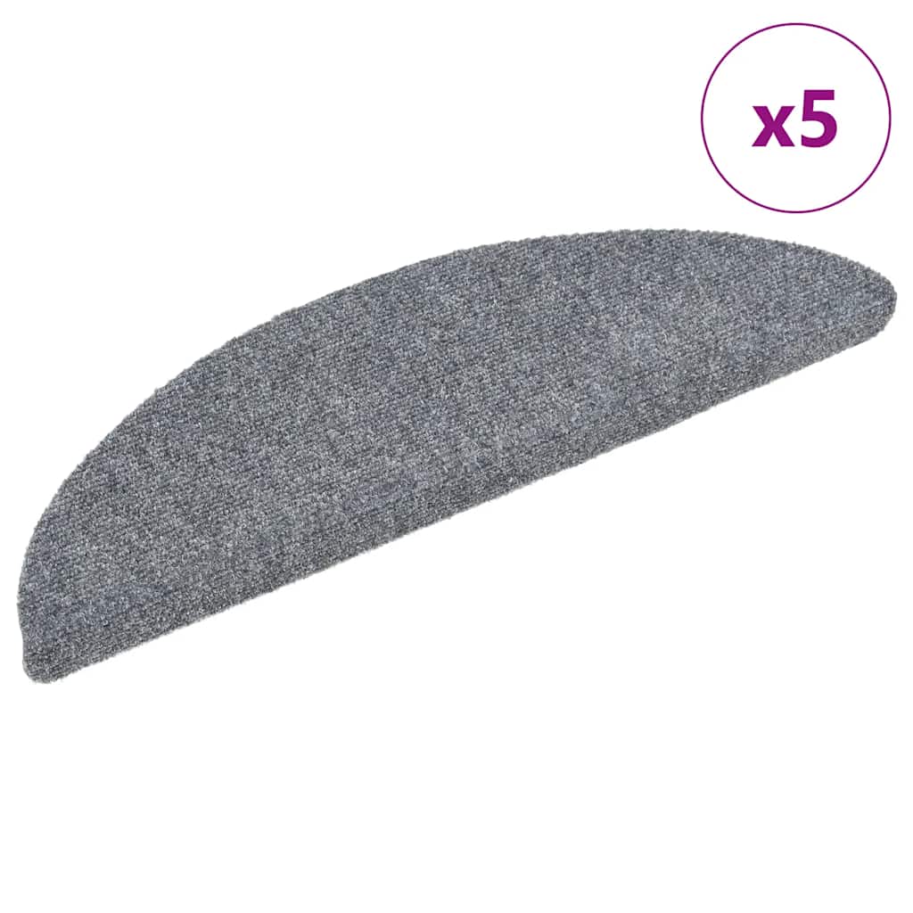 5 db öntapadós lépcsőszőnyeg 56 x 17 x 3 cm világosszürke félkör alakú