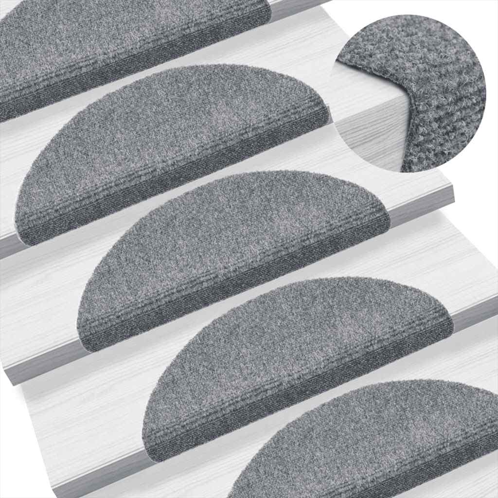 5 db öntapadós lépcsőszőnyeg 56 x 17 x 3 cm világosszürke félkör alakú