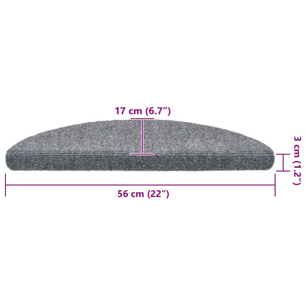 5 db öntapadós lépcsőszőnyeg 56 x 17 x 3 cm világosszürke félkör alakú
