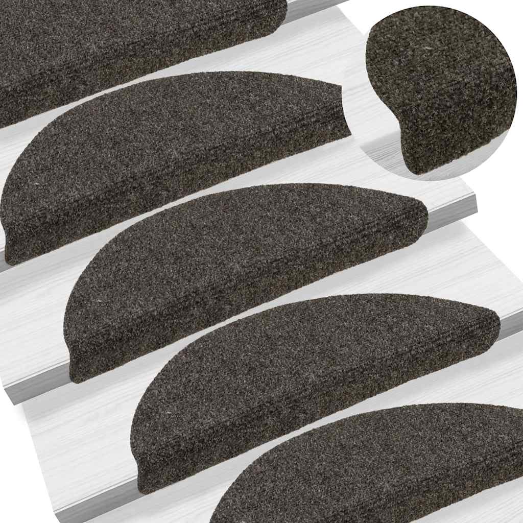 10 db öntapadós lépcsőszőnyeg 56 x 17 x 3 cm antracit félkör alakú