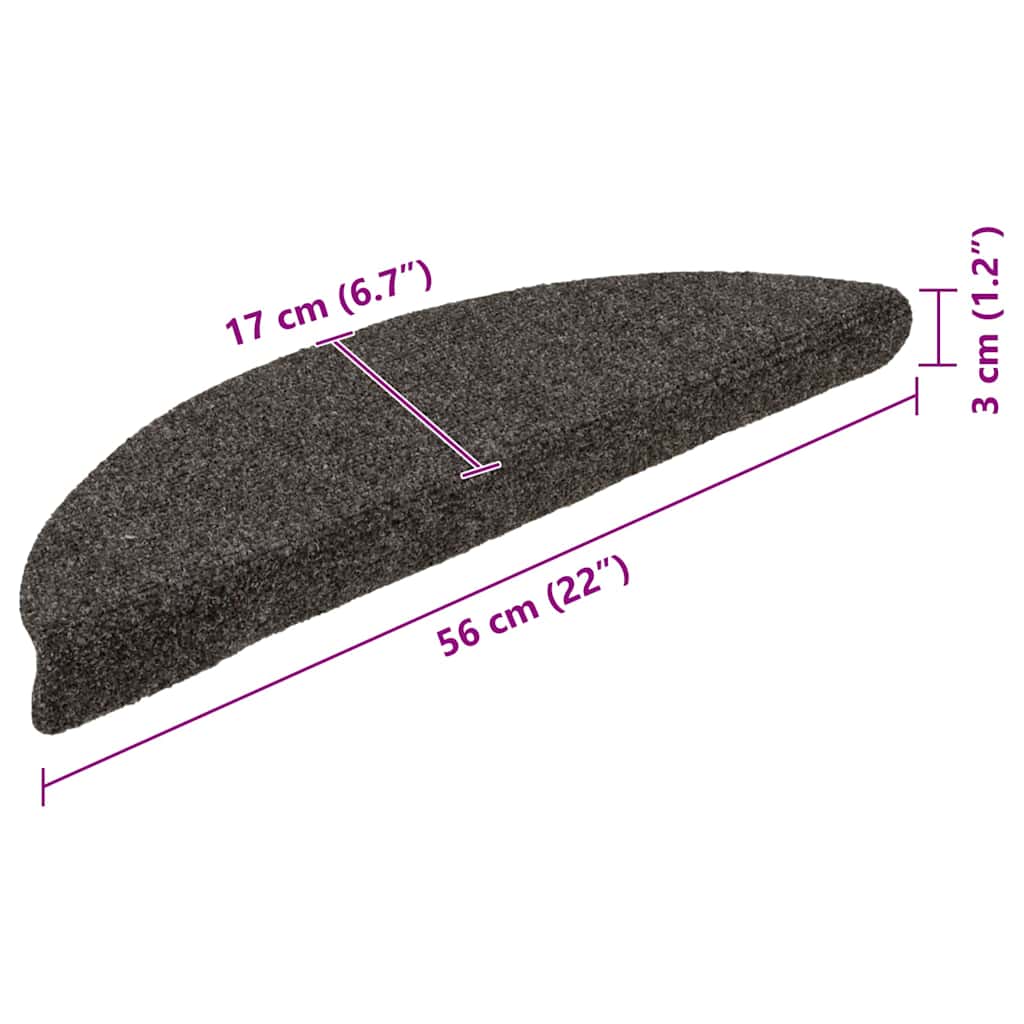 10 db öntapadós lépcsőszőnyeg 56 x 17 x 3 cm antracit félkör alakú