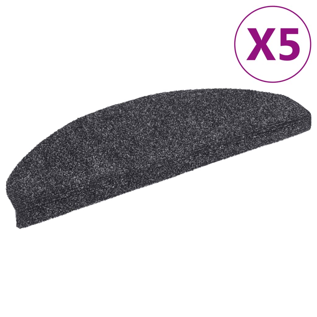 5 db öntapadós lépcsőszőnyeg 65 x 21 x 4 cm sötétszürke félkör alakú nagy