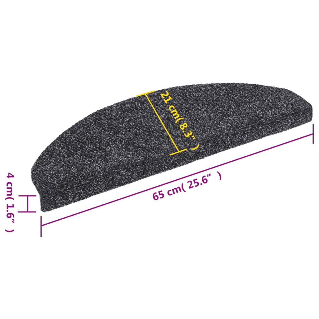 5 db öntapadós lépcsőszőnyeg 65 x 21 x 4 cm sötétszürke félkör alakú nagy