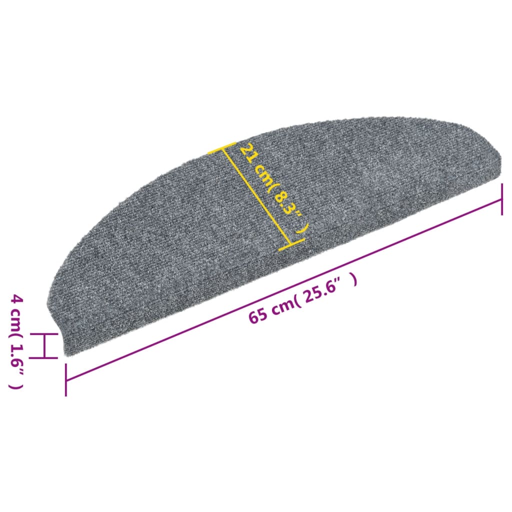 10 db öntapadós lépcsőszőnyeg 65 x 21 x 4 cm világosszürke félkör alakú nagy