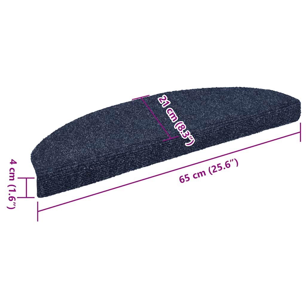 10 db öntapadós lépcsőszőnyeg 65 x 21 x 4 cm kék félkör alakú nagy