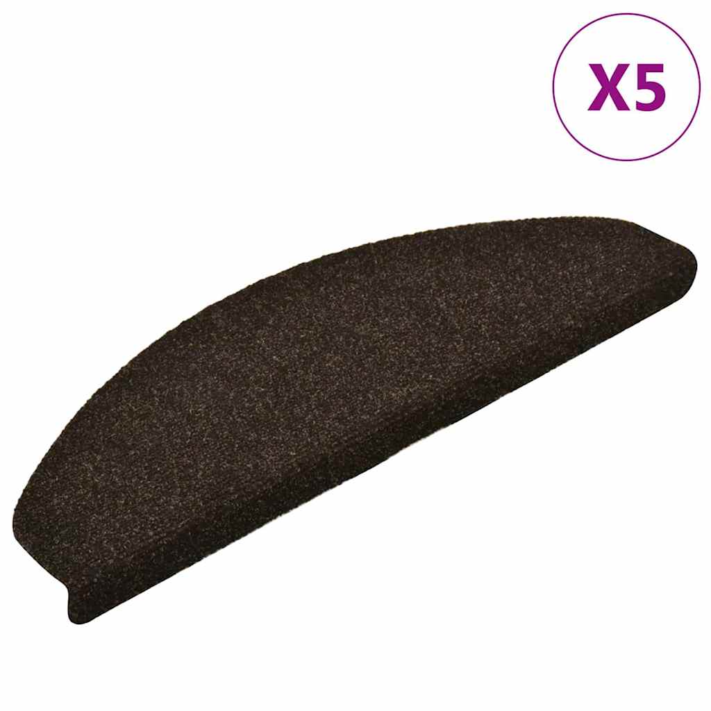 5 db öntapadós lépcsőszőnyeg 65 x 21 x 4 cm sötétbarna félkör alakú nagy