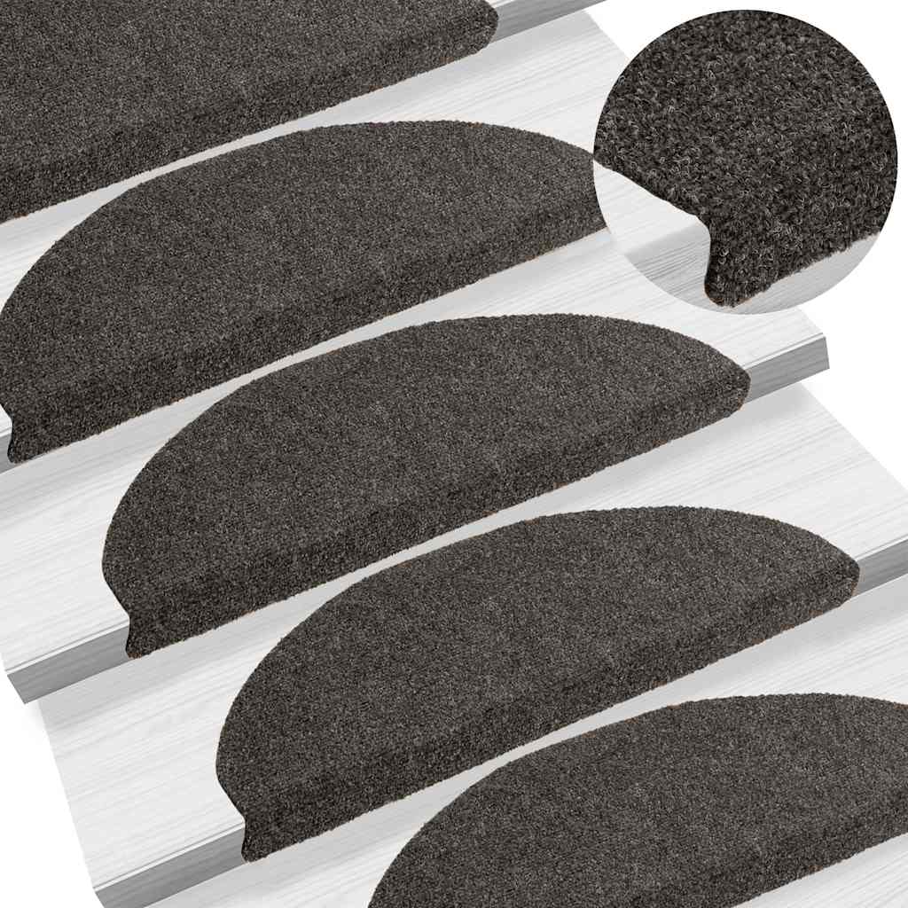 5 db öntapadós lépcsőszőnyeg 65 x 21 x 4 cm antracitszürke félkör alakú nagyméretű