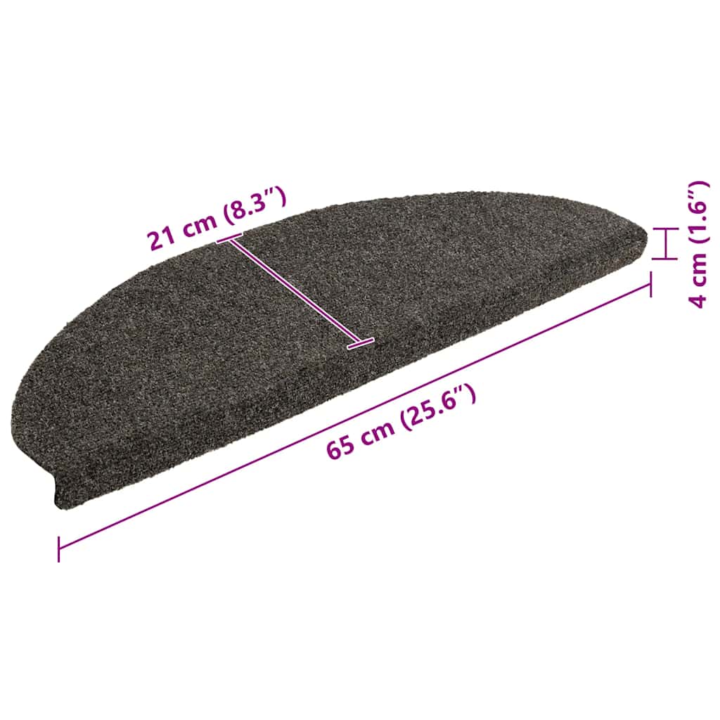 5 db öntapadós lépcsőszőnyeg 65 x 21 x 4 cm antracitszürke félkör alakú nagyméretű