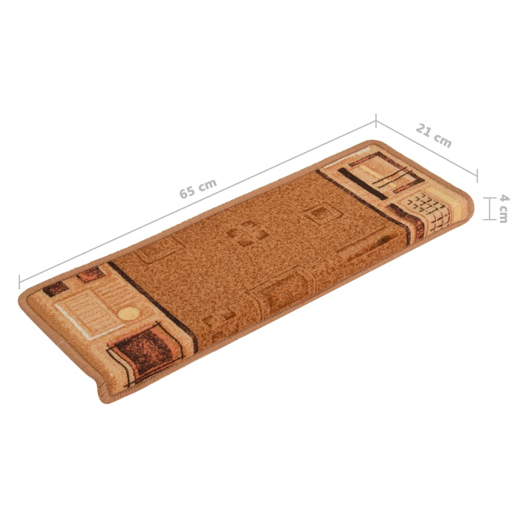 10 db bézs öntapadó lépcsőszőnyeg 65x21x4 cm