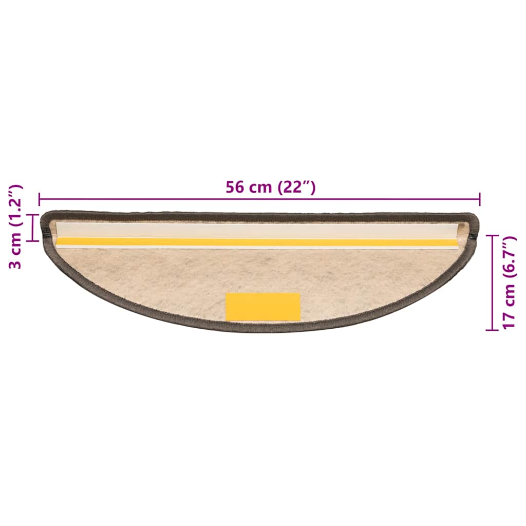 15 db szizál hatású szürke-bézs lépcsőszőnyeg 56 x 17 x 3 cm