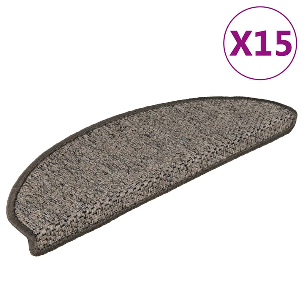 15 db szizál hatású szürke-bézs öntapadó lépcsőszőnyeg 65x21x4cm