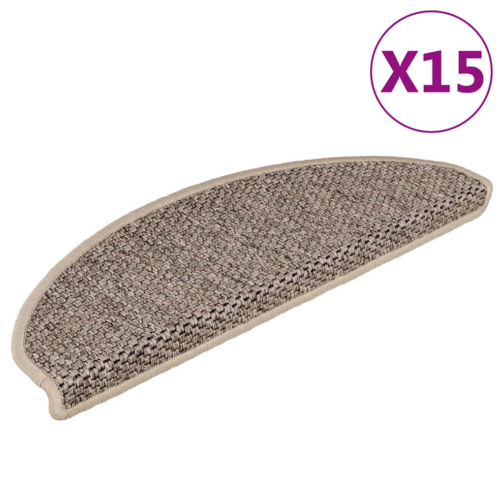 15 db szizál hatású sötét bézsszínű lépcsőszőnyeg 65x21x4 cm