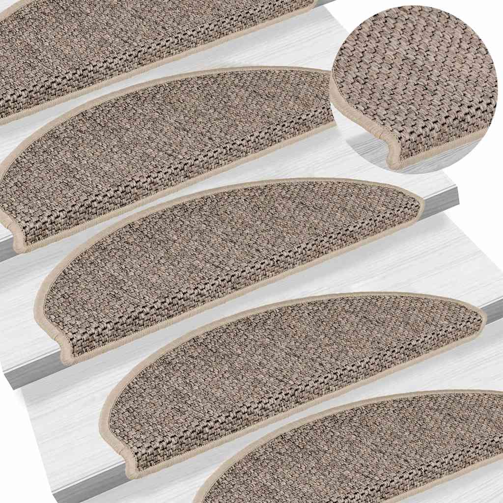 15 db szizál hatású sötét bézsszínű lépcsőszőnyeg 65x21x4 cm
