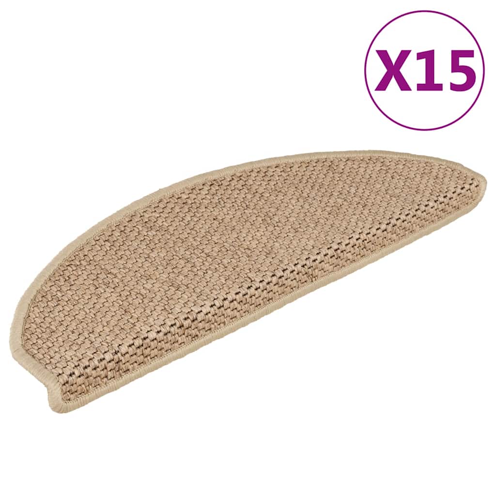 15 db szizál hatású homokszínű öntapadó lépcsőszőnyeg 65x21x4cm