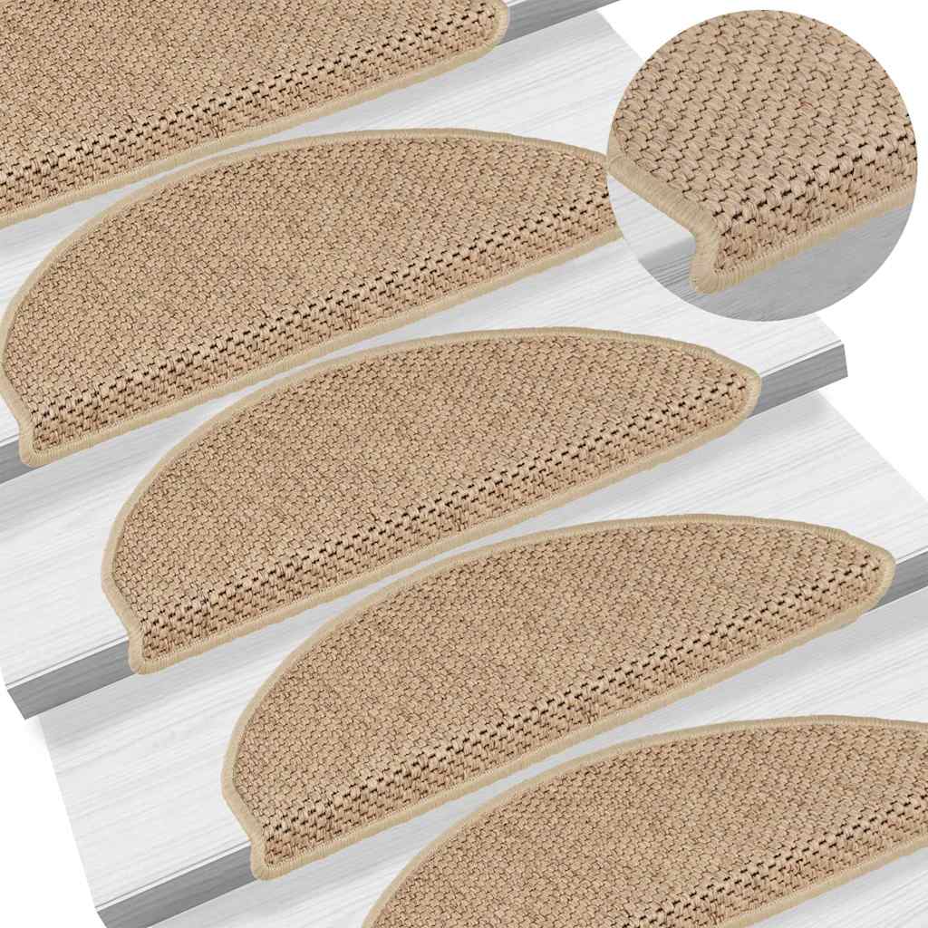 15 db szizál hatású homokszínű öntapadó lépcsőszőnyeg 65x21x4cm