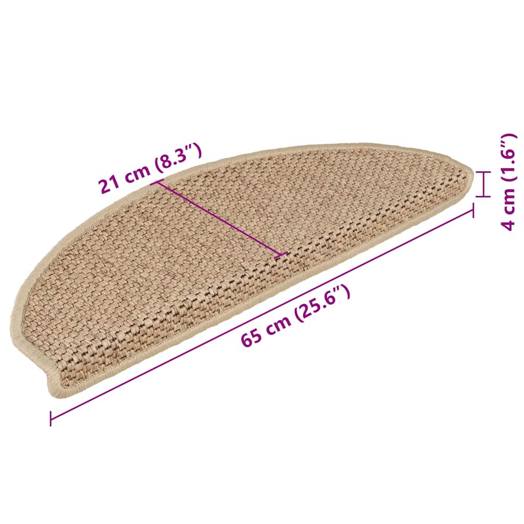 15 db szizál hatású homokszínű öntapadó lépcsőszőnyeg 65x21x4cm