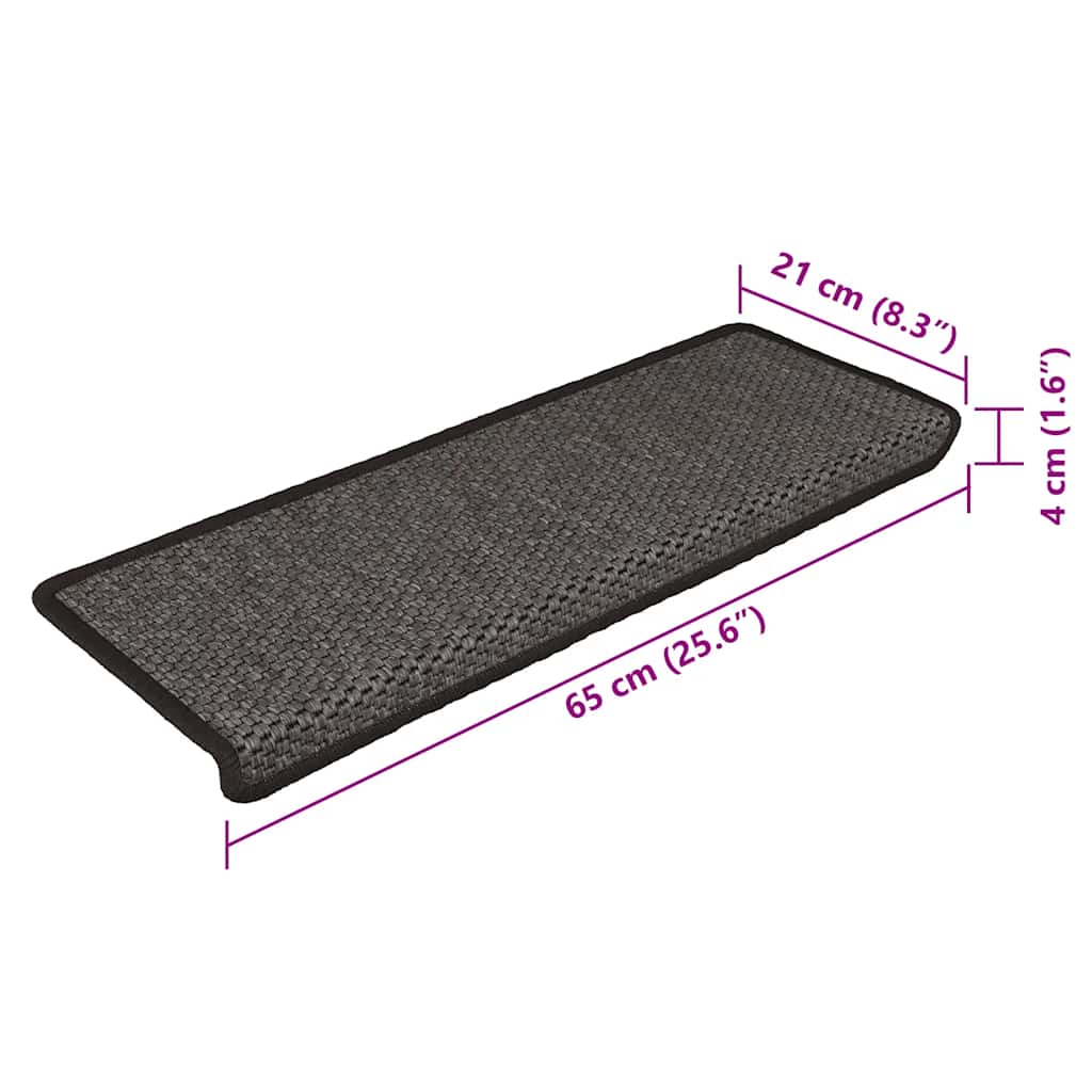 15 db szizál hatású antracitszürke lépcsőszőnyeg 65x21x4 cm