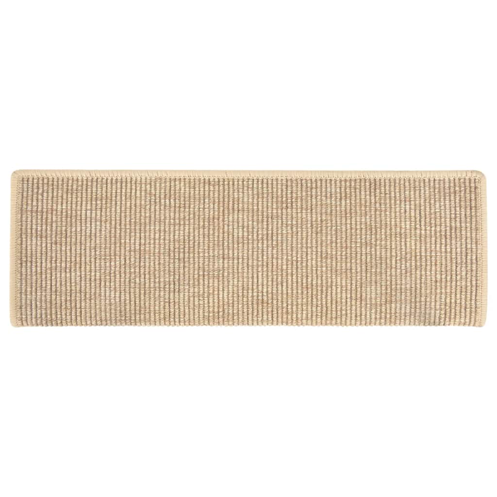 15 db lépcsőszőnyeg, 65 x 21 x 4 cm, világos bézs, téglalap alakú széllel