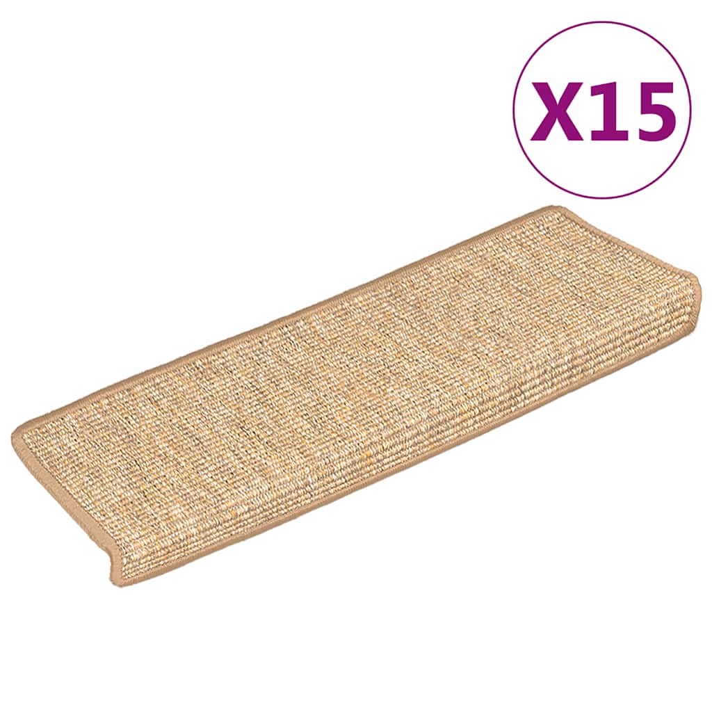 15 db világosbarna, téglalap alakú szélű lépcsőszőnyeg 65 x 21 x 4 cm