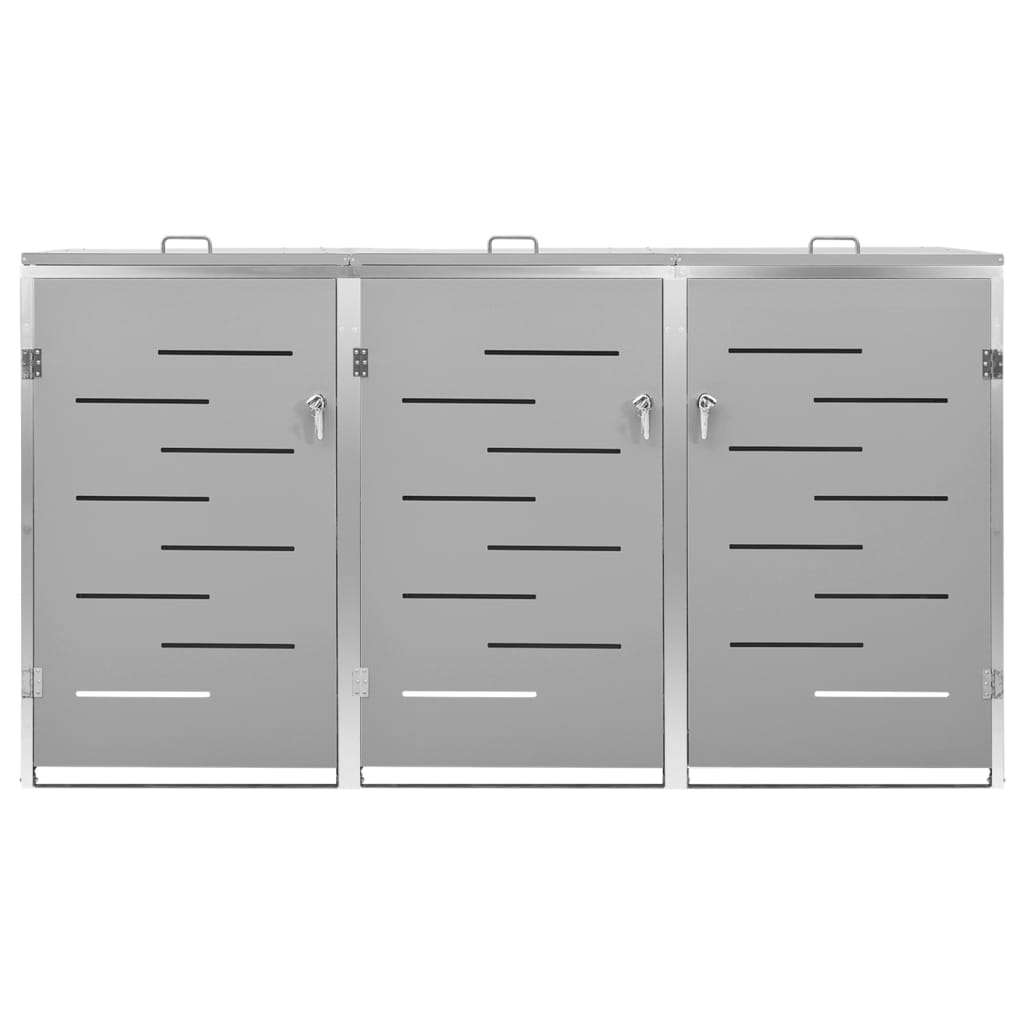 Acél tároló három gurítható szemeteskukához 207 x 77,5 x 115 cm