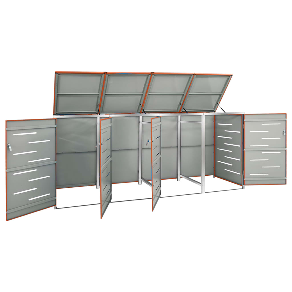 Acéltároló négy gurítható szemeteskukához 276,5x77,5x115,5 cm Acéltároló négy gurítható szemeteskukához 276,5x77,5x115,5 cm
