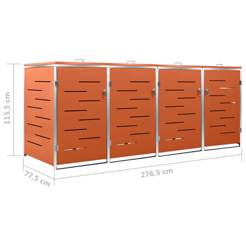 Acéltároló négy gurítható szemeteskukához 276,5x77,5x115,5 cm Acéltároló négy gurítható szemeteskukához 276,5x77,5x115,5 cm