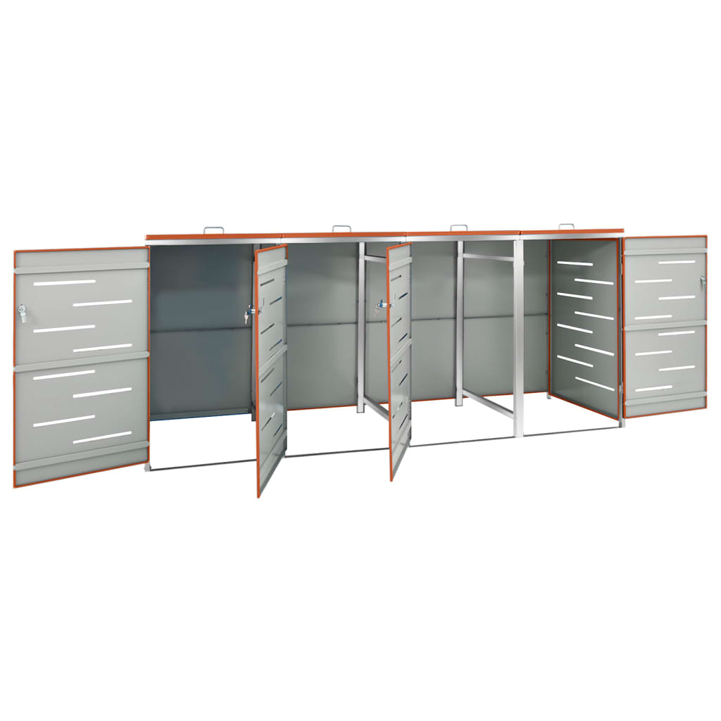 Acéltároló négy gurítható szemeteskukához 276,5x77,5x115,5 cm Acéltároló négy gurítható szemeteskukához 276,5x77,5x115,5 cm