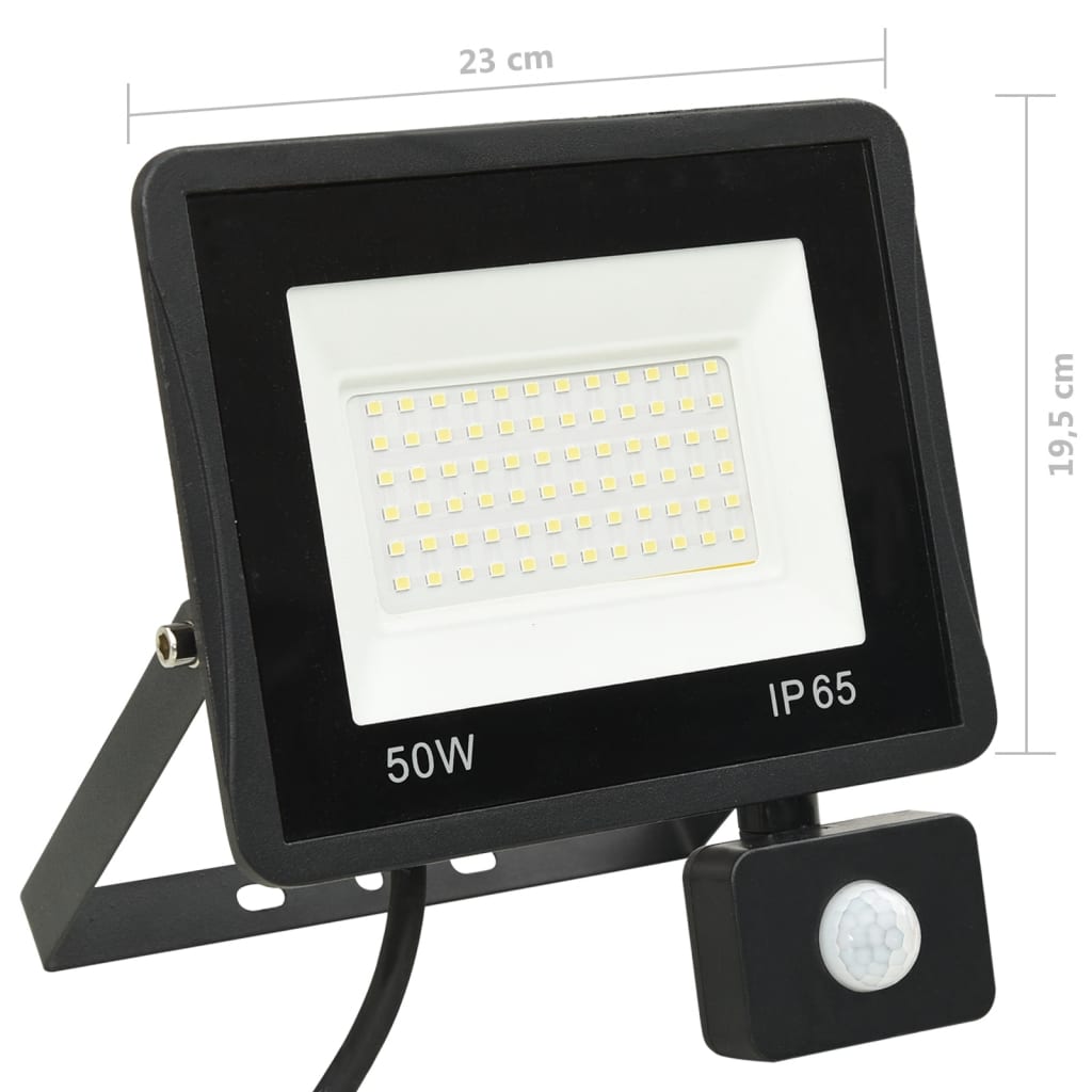 Hideg fehér fényű szenzoros led-reflektor 50 w
