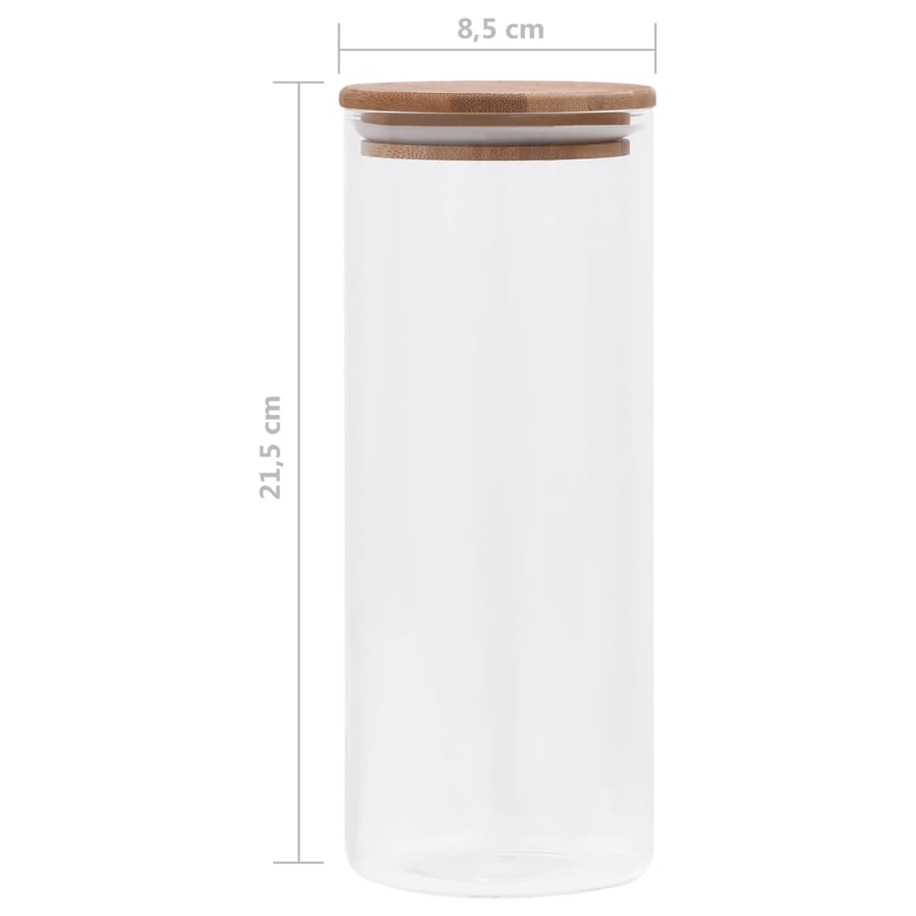 6 db üvegedény bambuszfedéllel 1000 ml