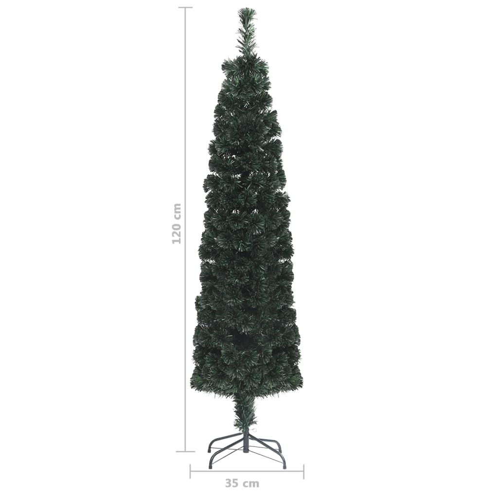 Száloptikás vékony műkarácsonyfa talppal 120 cm