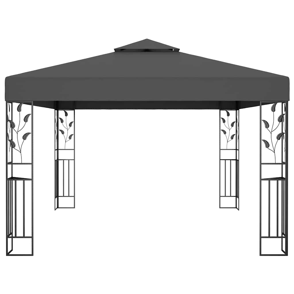 Antracitszürke dupla tetős pavilon led fényfüzérrel 3 x 4 m