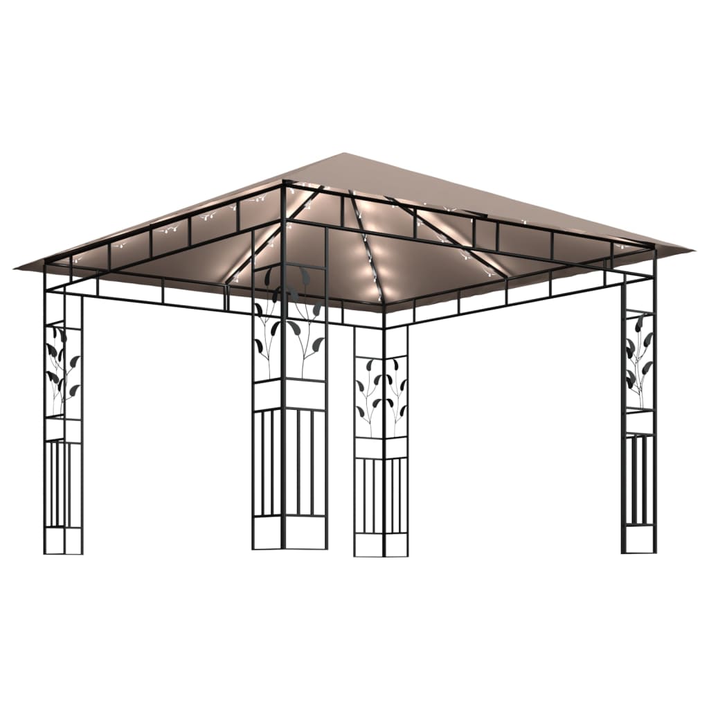 Tópszínű pavilon szúnyoghálóval/led fényfüzérrel 3 x 3 x 2,73 m