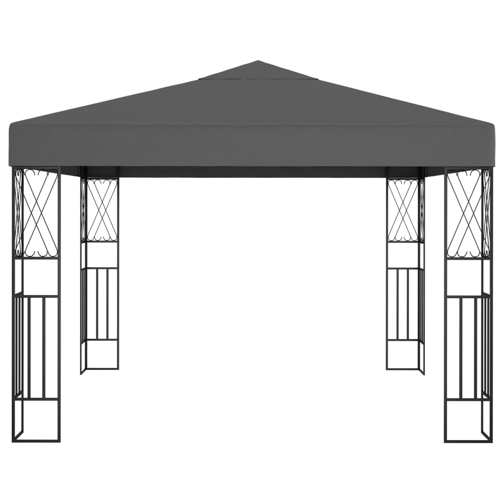 Antracitszürke szövet pavilon led fényfüzérrel 3 x 3 m