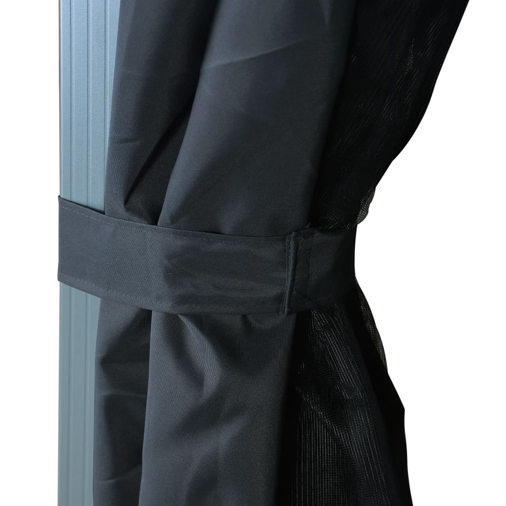 Antracit alumíniumpavilon függönnyel/led fényfüzérrel 3  x 3 m