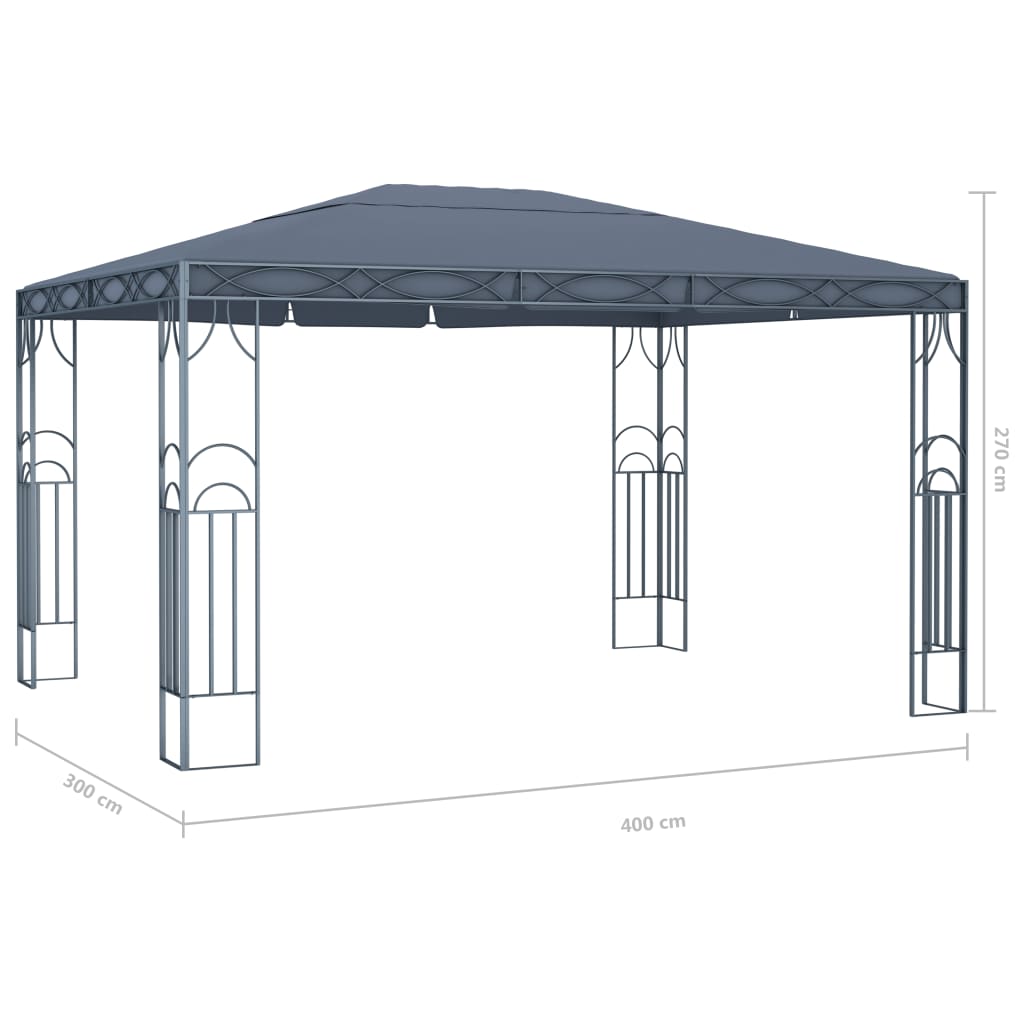 Antracitszürke pavilon led fényfüzérrel 400 x 300 cm Antracitszürke pavilon led fényfüzérrel 400 x 300 cm