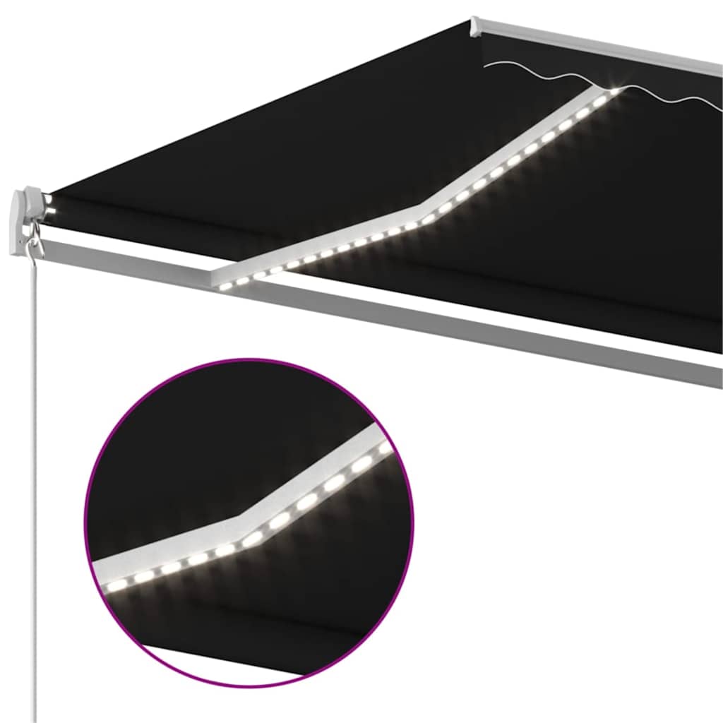 Antracitszürke kézzel kihúzható led-es napellenző 450 x 300 cm