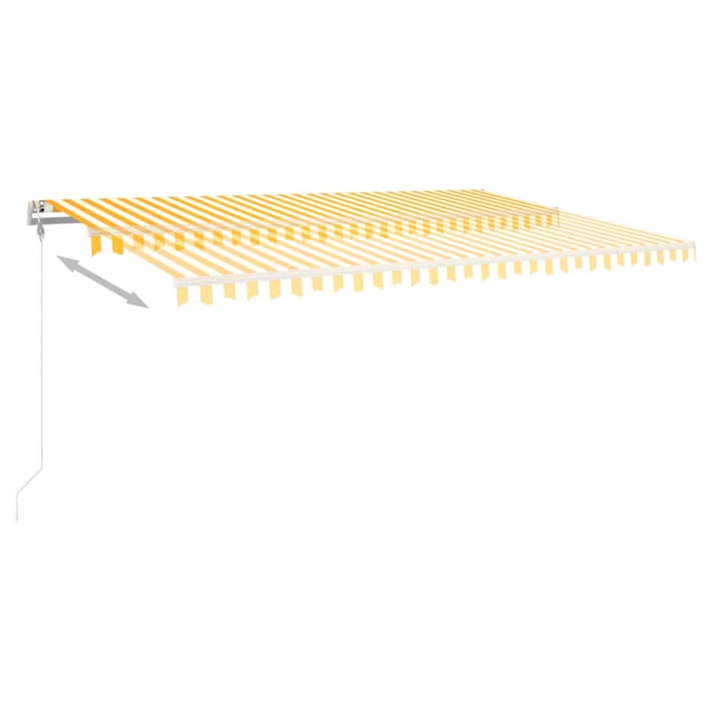 Sárga-fehér szélérzékelős és led-es napellenző 500 x 300 cm