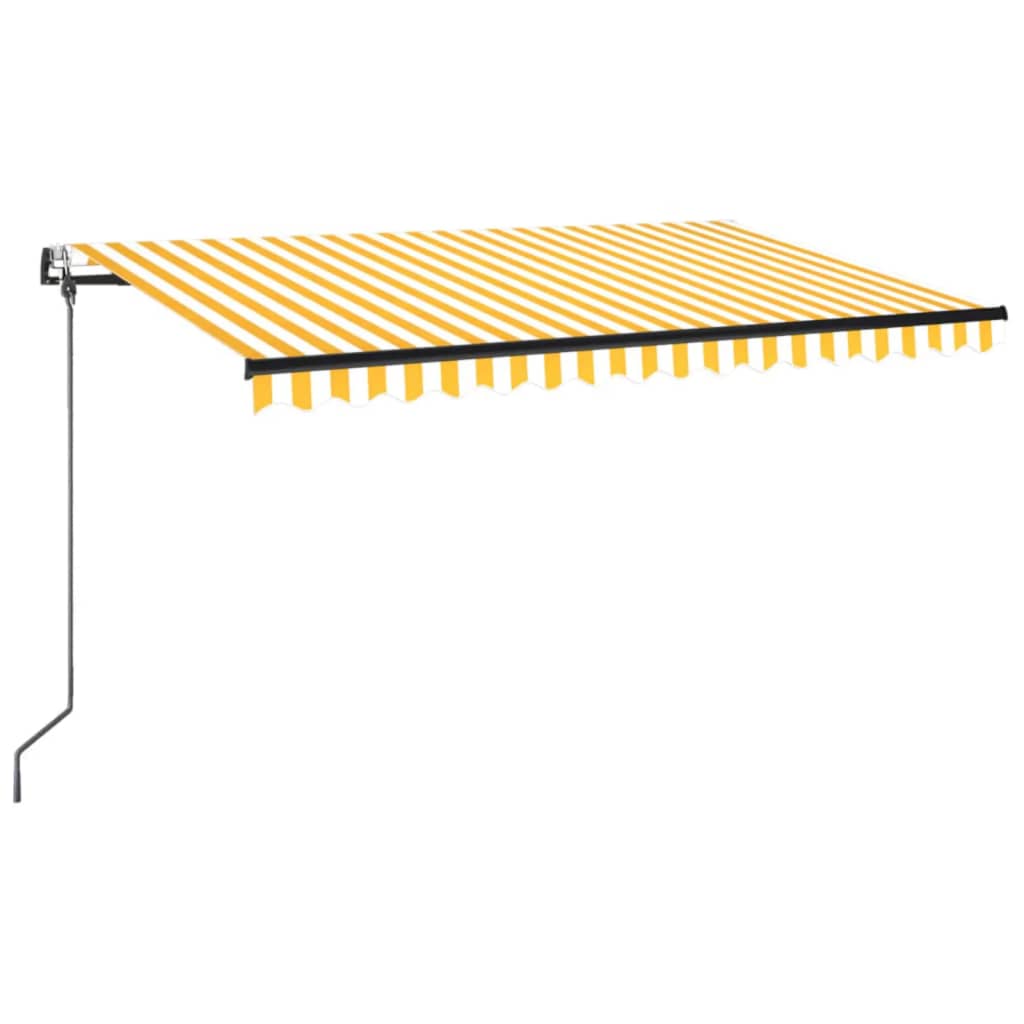 Sárga-fehér szélérzékelős és led-es napellenző 400x350 cm