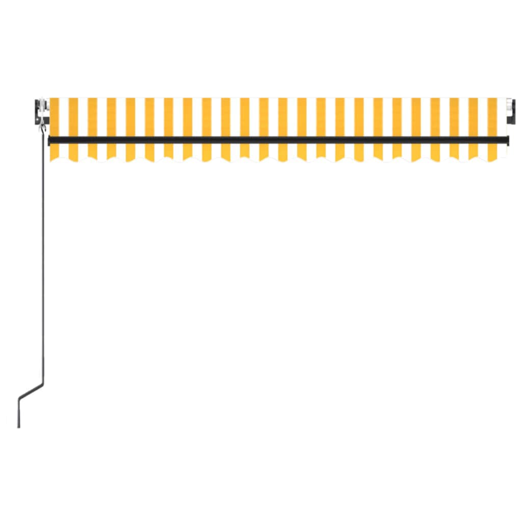 Sárga-fehér szélérzékelős és led-es napellenző 400x350 cm