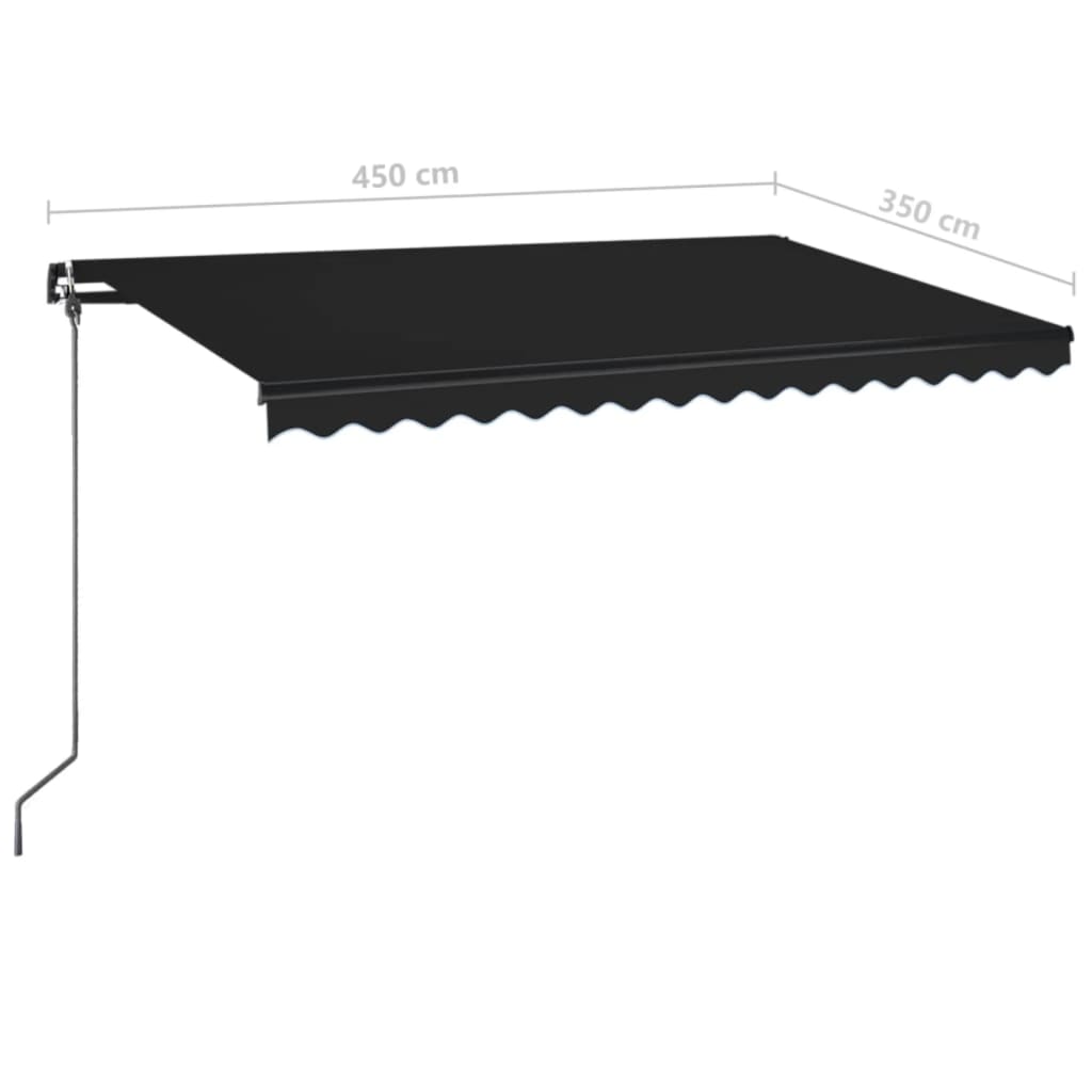 Antracitszürke kézzel kihúzható napellenző 450 x 350 cm