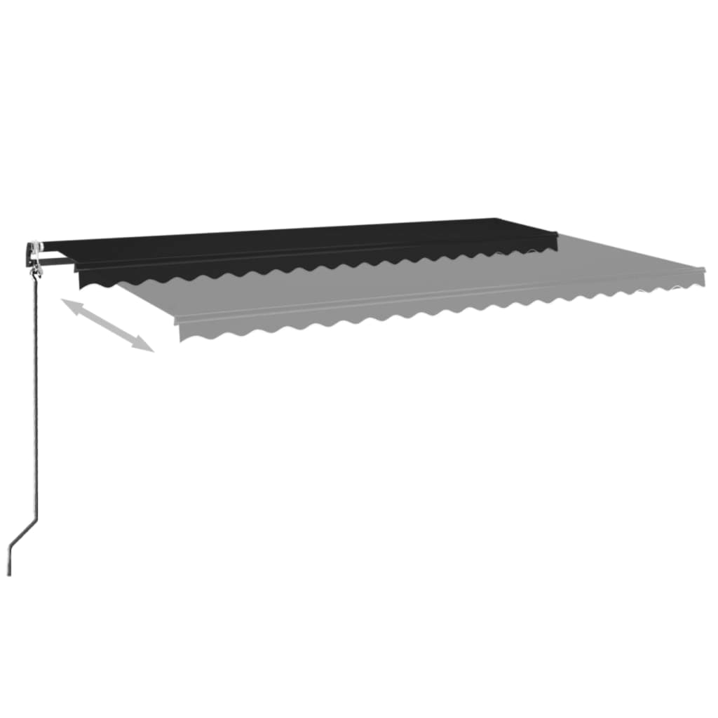 Antracitszürke szélérzékelős és led-es napellenző 500 x 350 cm