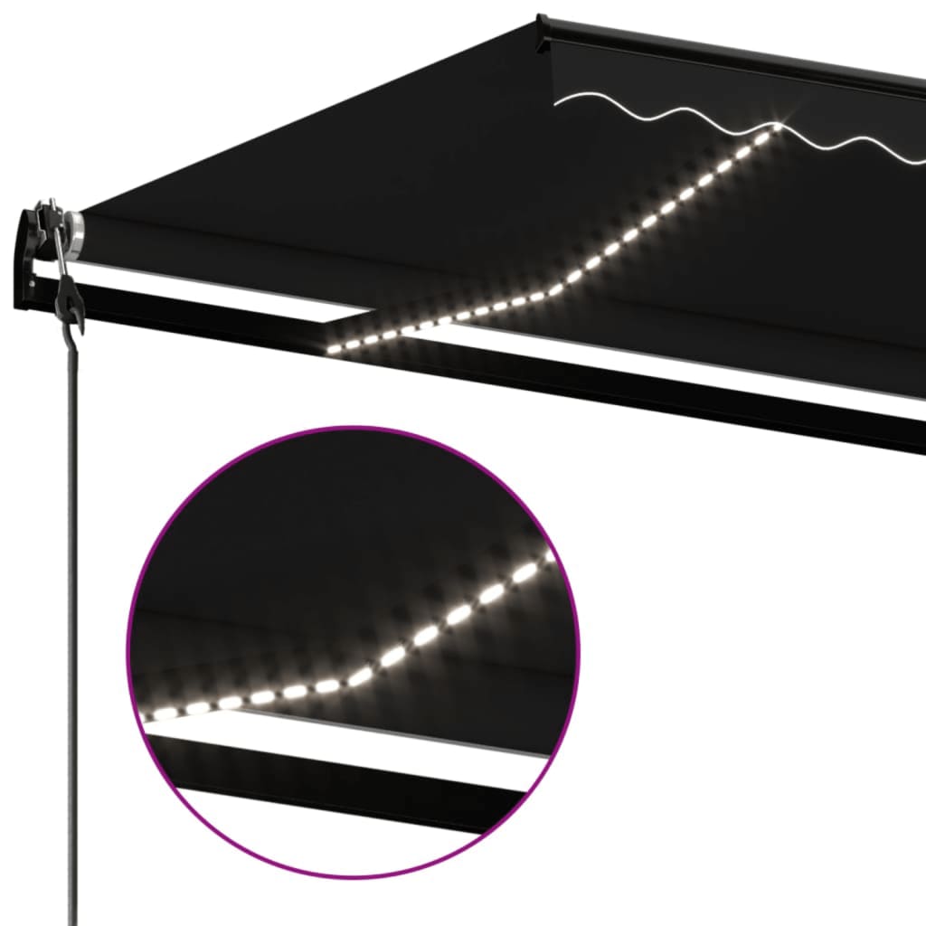 Antracitszürke szélérzékelős és led-es napellenző 500 x 350 cm