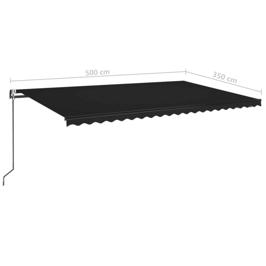 Antracitszürke szélérzékelős és led-es napellenző 500 x 350 cm