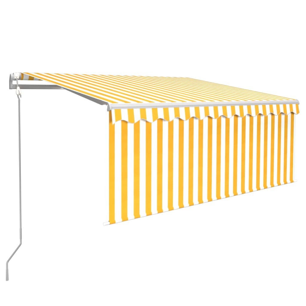 Sárga-fehér led-es, szélérzékelős napellenző redőnnyel 3,5x2,5m